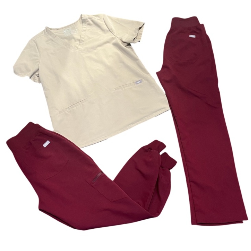 Lot of 3 Figs Scrubs 2 Pair Pants Extra Small & 1 Top Medium